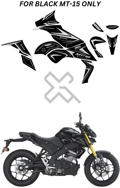Black & White Edition Full Body Sticker Compatible with MT15 | Printed In Premium Matte Vinyl With FPF(Fade Protection Film), Water Proof, Precut Sticker, Pack Of 1 Compatible with Both Side